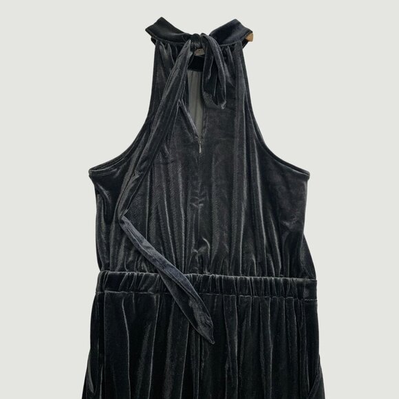 NEW - A New Day Velvet Halter Jumpsuit Women's XS Black High Neck Wide Leg 1679 - Picture 4 of 9